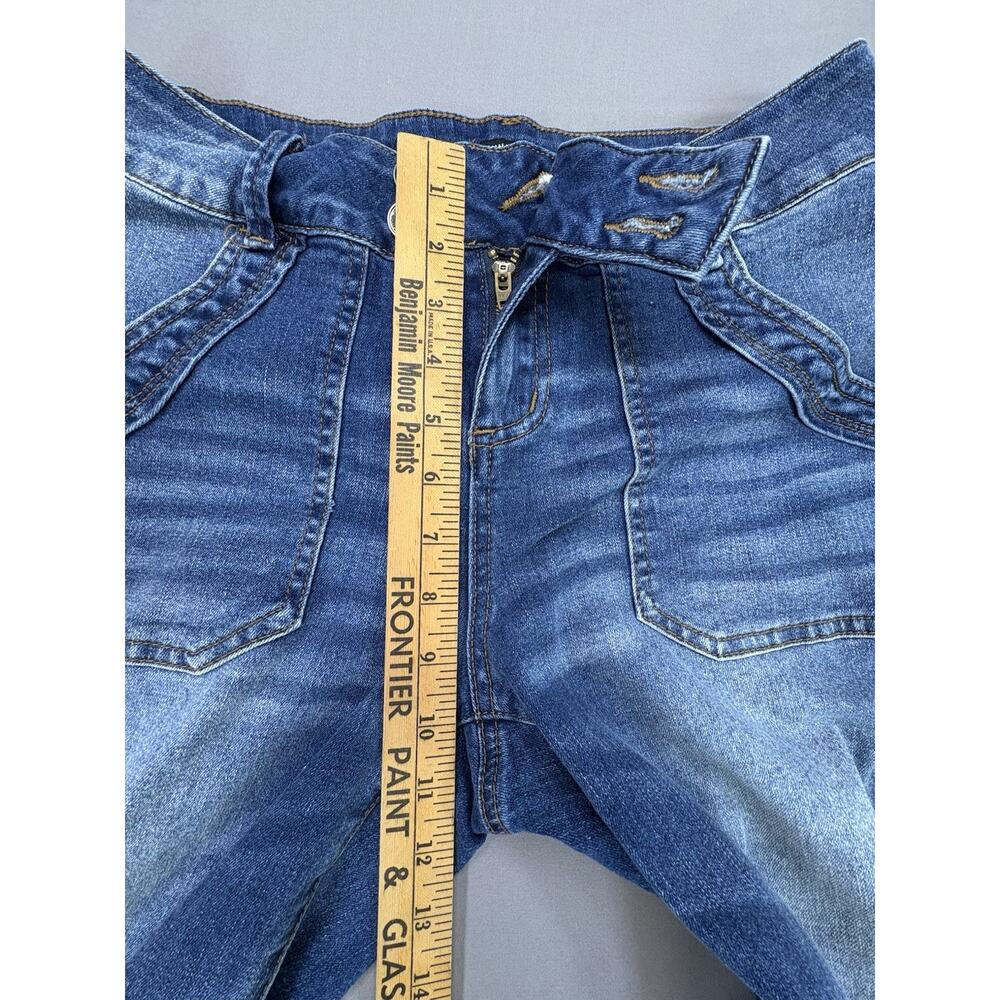 Flamingals Women’s Medium Medium Rise Wide Leg Baggy Jeans Stretch Denim Blue - Picture 5 of 8